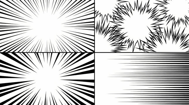 Manga speed line effect set with dynamic motion blur and streaks
