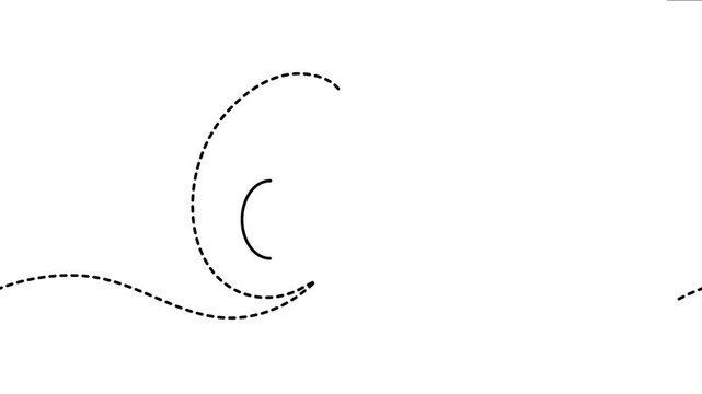 Abstract number six drawing on white background with dashed line path creating graphic resource loop ready animation