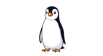 Fototapeta premium Adorable emperor penguin standing upright with a friendly expression shown against a plain and clean white background.