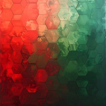 Gradient hexagonal pattern transitioning from red to green