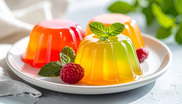 Colorful Jelly Dessert on Plate
