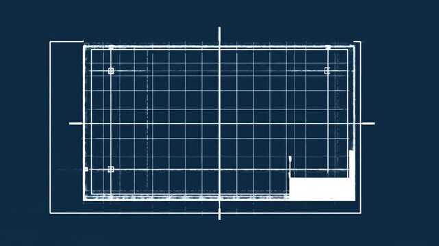 Grid pattern with outer rectangle frame, all in white on a dark blue background