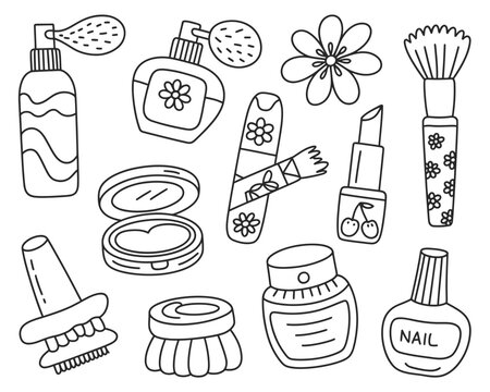 various makeup and beauty items