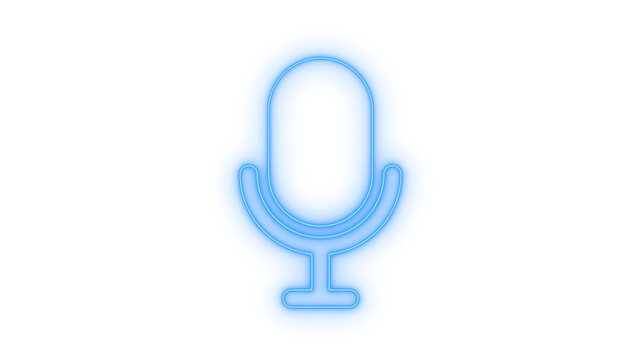 Glowing neon microphone icon isolated on transparent background. Audio record symbol. Podcast equipment. Voice command. Sound studio. Music device.