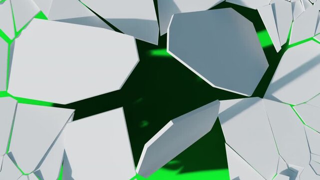 broken shape with green beground geometric abstraction