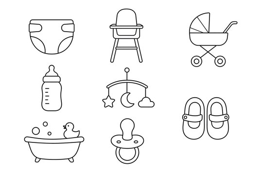 Baby Nursery Items Set.