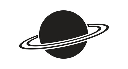 Planet with rings silhouette against a white background high quality professional detailed modern © Morsheda
