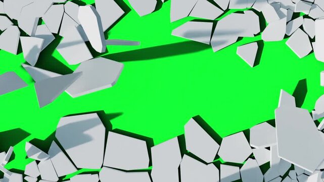 broken shape with green beground for design