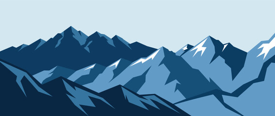 Blue Mountain Range Landscape Vector Illustration © Haris