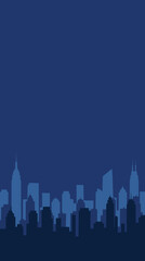 Obraz premium Dark Blue City Skyline Silhouette Vertical Background