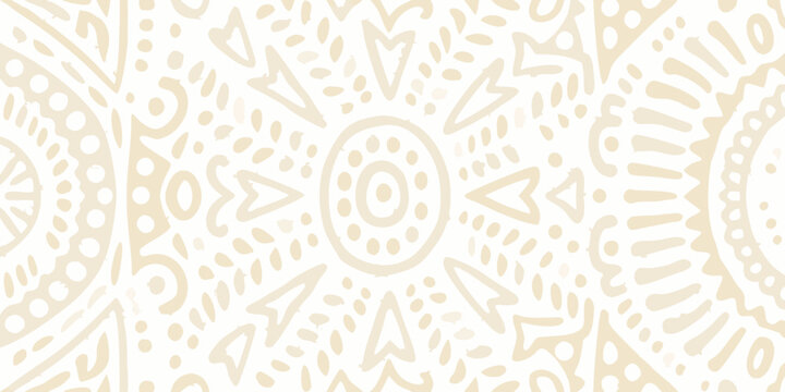 abstract floral pattern with circular elements beige and white hand drawn style high quality professional