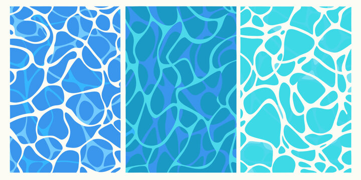 abstract water like textures three seamless panels in shades of blue and teal high quality