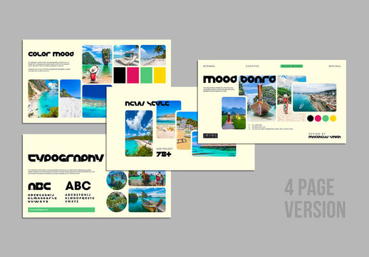 Creative Tropical Travel Mood Board Template Layout