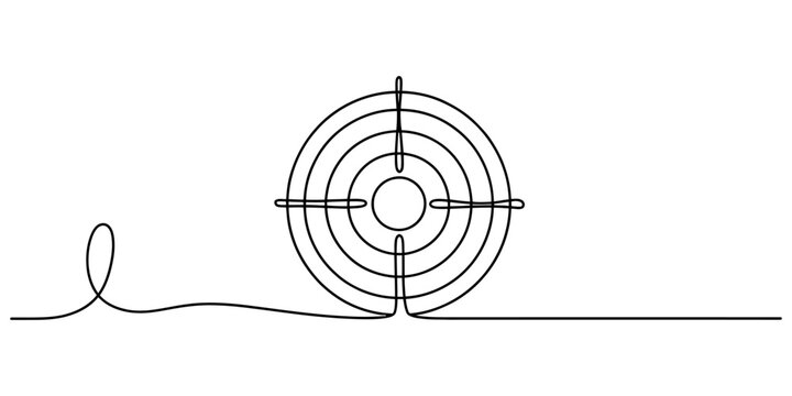 Minimalist target, vector bullseye, line art icon, shooting range symbol