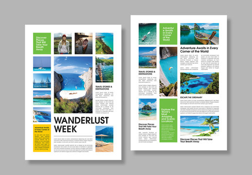 Modern Wanderlust Travel Newsletter Template Layout
