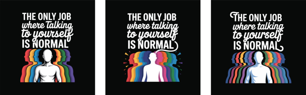 The Only Job Is to Be Yourself Typography Design. Retro Rainbow Self Acceptance Quote T Shirt Graphic.