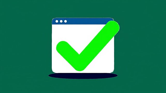 Web window with green checkmark on dark green background