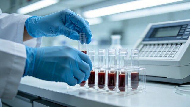Close Up of Blood Sample Tubes for Hantavirus Diagnosis
