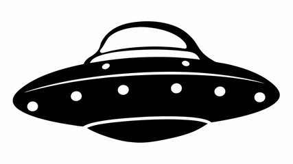 Retro vintage ufo silhouette flying saucer in 1950s sci fi style on white background © Ubaid
