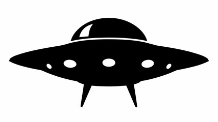 Retro vintage ufo silhouette flying saucer with lights on a white background 1950s sci fi style illustration © Ubaid