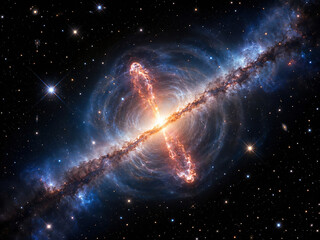 Fototapeta premium The egg nebula in cygnus constellation, with concentric shells and light beams.