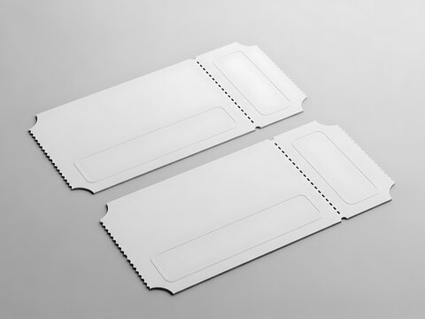 Two blank white tickets with perforated edges side by side