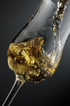 Whiskey is poured is poured into a glass.