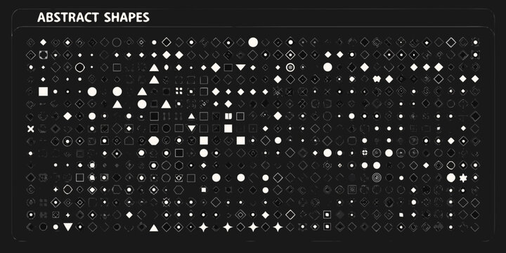 Abstract geometric pattern of shapes in grayscale on a dark black background high quality professional