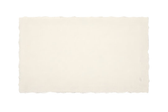 Blank sheet of cream-colored handmade paper with natural deckle (torn) edges on a clean white background, ideal for invitations, stationery, and premium design projects.