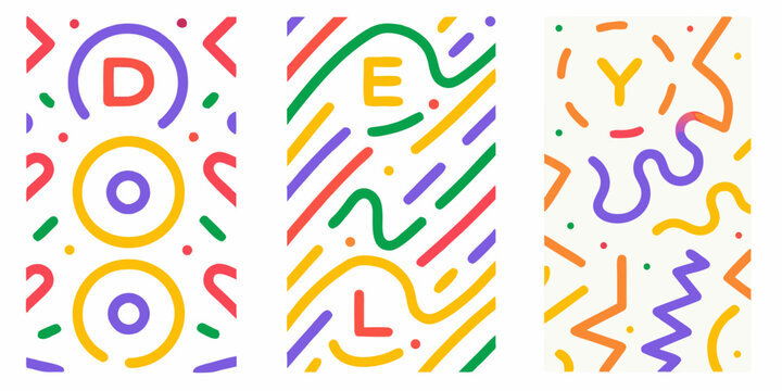 abstract lettering pattern with doodle elements colorful geometric shapes and vibrant lines high quality professional