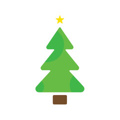Fototapeta premium Christmas Tree Vector Icon Colorful Flat Holiday Decoration Tree Sticker Illustration