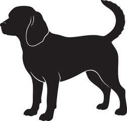 Black silhouette beagle dog standing upright © Sojib