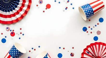 Obraz premium Fourth of july party supplies isolated on white background