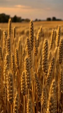 Golden Waves of Wheat: Capturing the Beauty of Wheat Fields Under a Breathtaking Sunset Sky in Picturesque Rural Landscapes
