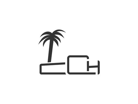Initials CCH black palm tree