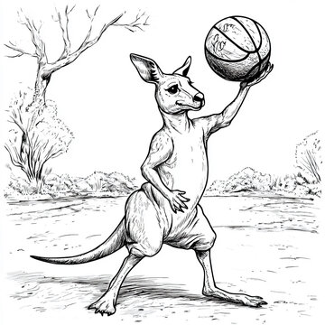 kangaroo with a ball