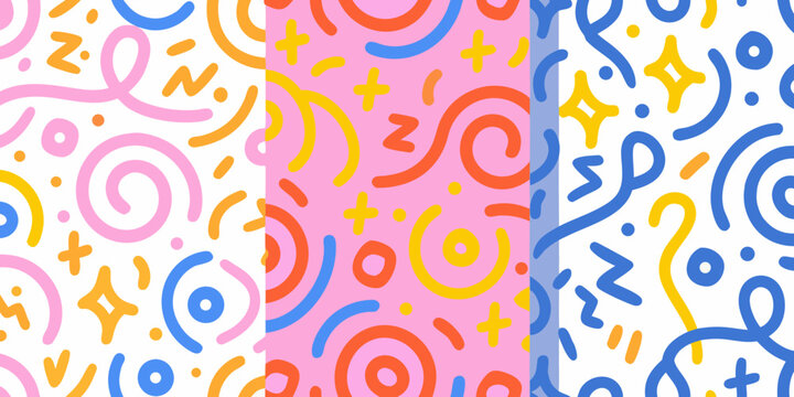 abstract squiggle pattern with colorful loops and dots on a white background high quality professional