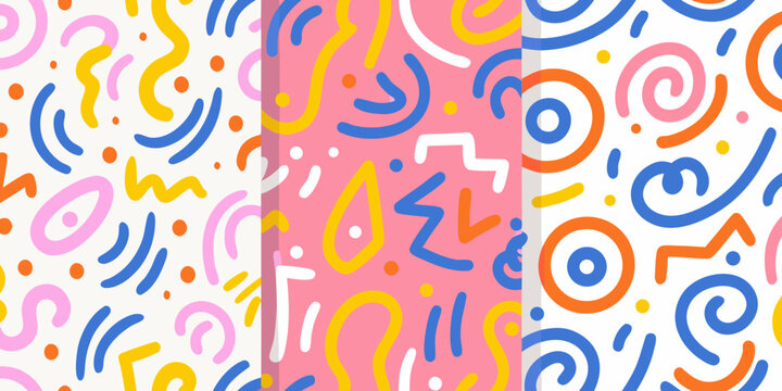abstract squiggle pattern with colorful loops and dots seamless vector illustration high quality professional detailed