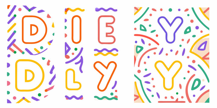 abstract lettering with doodle elements colorful decorative pattern on a white background high quality professional