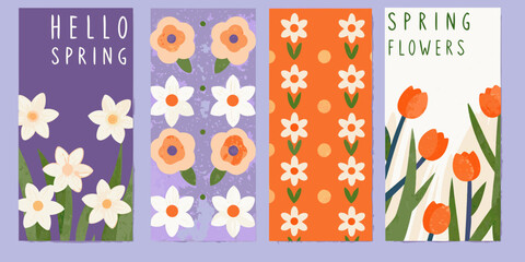 Floral pattern with spring greetings pastel colors and hand drawn botanical illustrations high quality professional © Ranajit