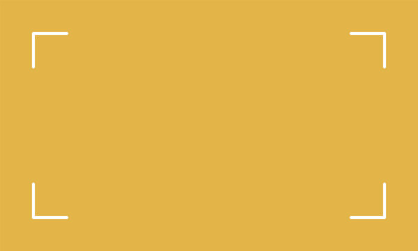Minimalist mustard yellow rectangular background with white corner brackets framing empty central copy space illustration