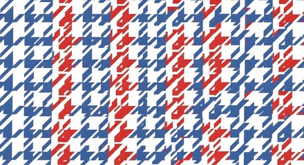 Fototapeta premium Abstract houndstooth pattern in red, white, and blue colors