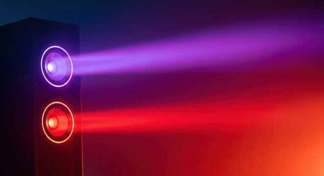 Vibrant speaker lights shining bright in dark environment