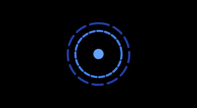 Blue circular loading animation hud for digital interface animation