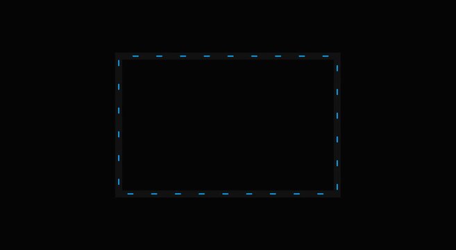 Blue dashed border frame overlay for digital media and editing animation