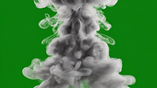 Gray smoke rising, smoke background, green background, abstract, fog effect ai 4k Video