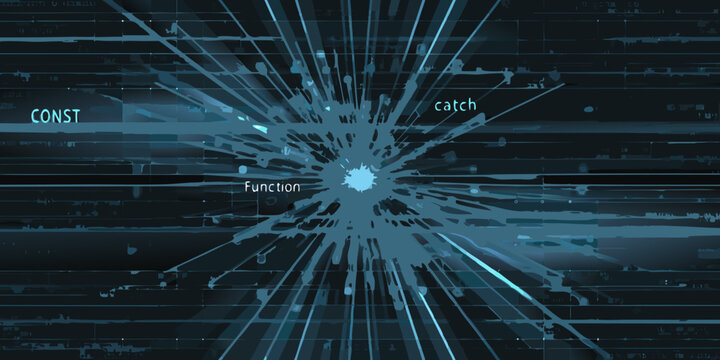 Abstract digital burst with coding terms dynamic lines and a dark teal background high quality