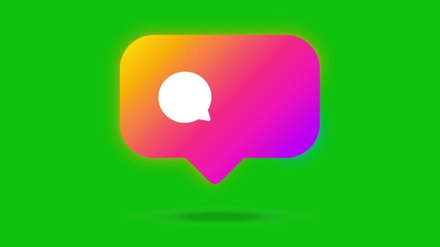 Clean green screen comments speech bubble pop-up without numbers for custom social media stats.