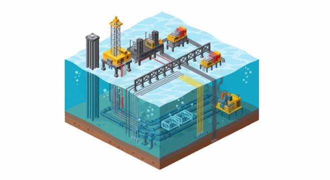 Oil Rig Underwater Drilling Platform.