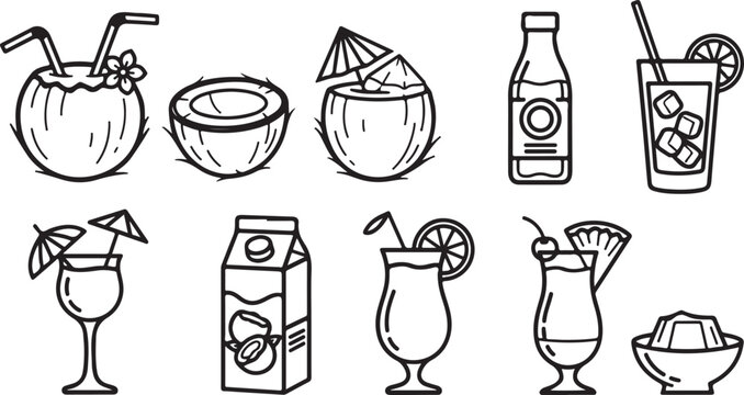 Vector icons set of bottles and jugs isolated on white background Vector
